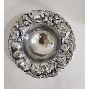 Pewter Floral, Fruit Bowl 8&quot; X 2.25 Made In Mexico