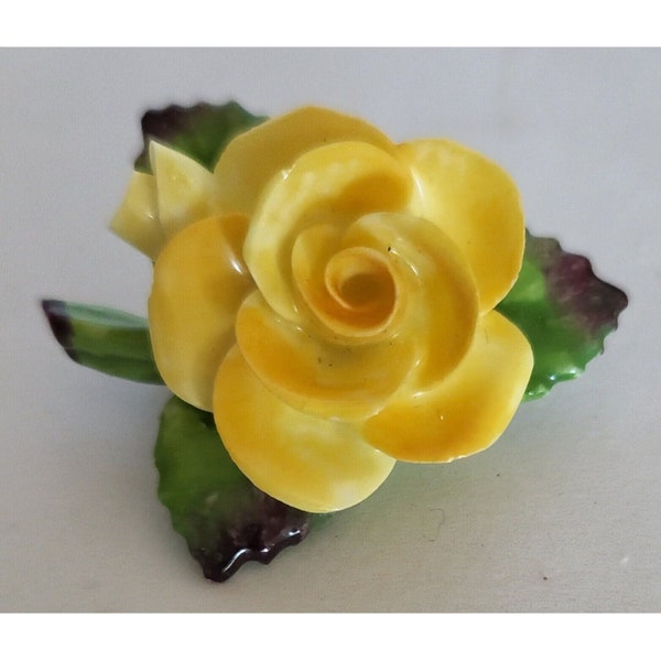 Vtg Cara Staffordshire England Hand Painted Bone China Yellow Rose Pin Brooch
