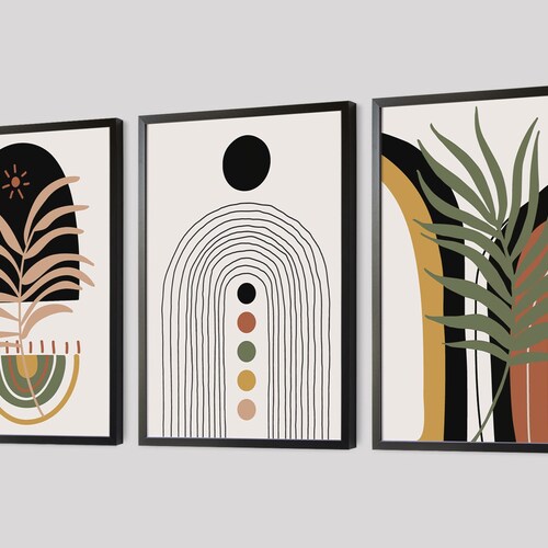Boho Abstract Wall Art Prints Boho Wall Decor Set of 3 Etsy UK