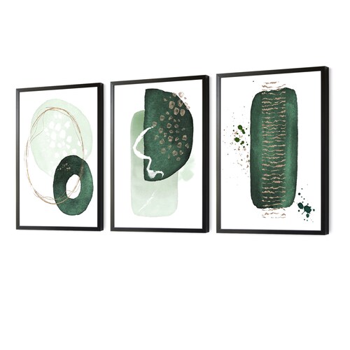 Dark Green and Gold Abstract Art Set of 2 Prints Emerald Etsy UK