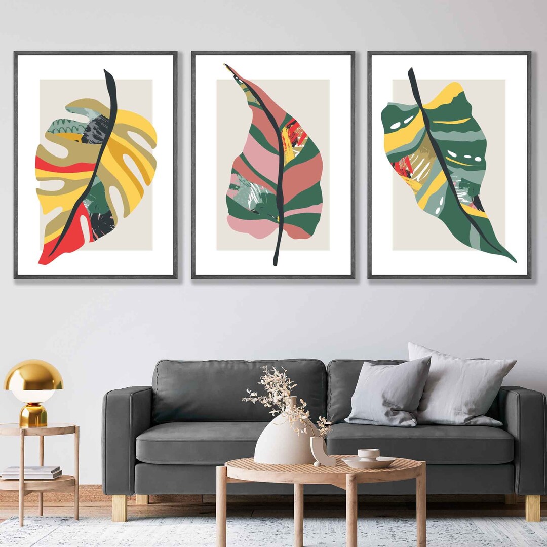 Boho Botanical Wall Art Prints, Boho Wall Decor, Set of 3 Prints ...