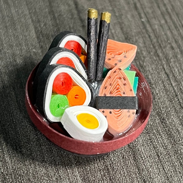 Paper Quilling Sushi Bowl Magnets