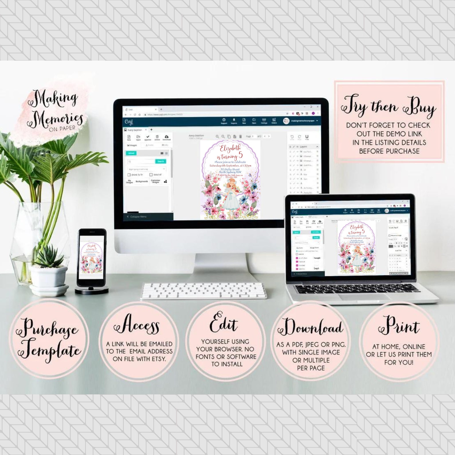 Editable Printable Tag Instant Download Calligraphy Custom Tag - Etsy