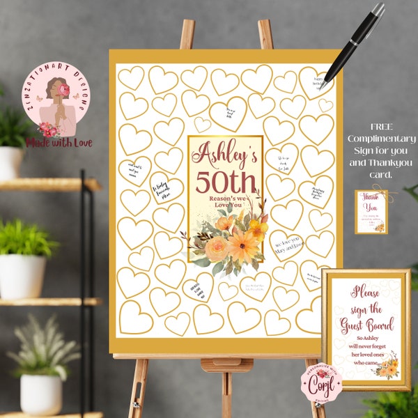 Editable Guest Birthday Poster Alternative Wedding Signing Board Bride to Be Boho Gift for Friend Keepsake Instant Digital Download Template