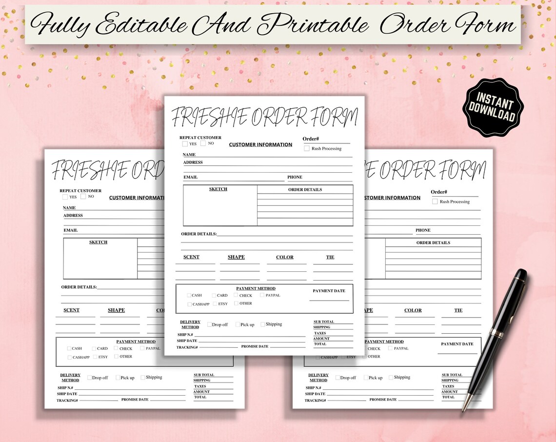 Freshie Order Form Order Form Template Small Business Forms Etsy