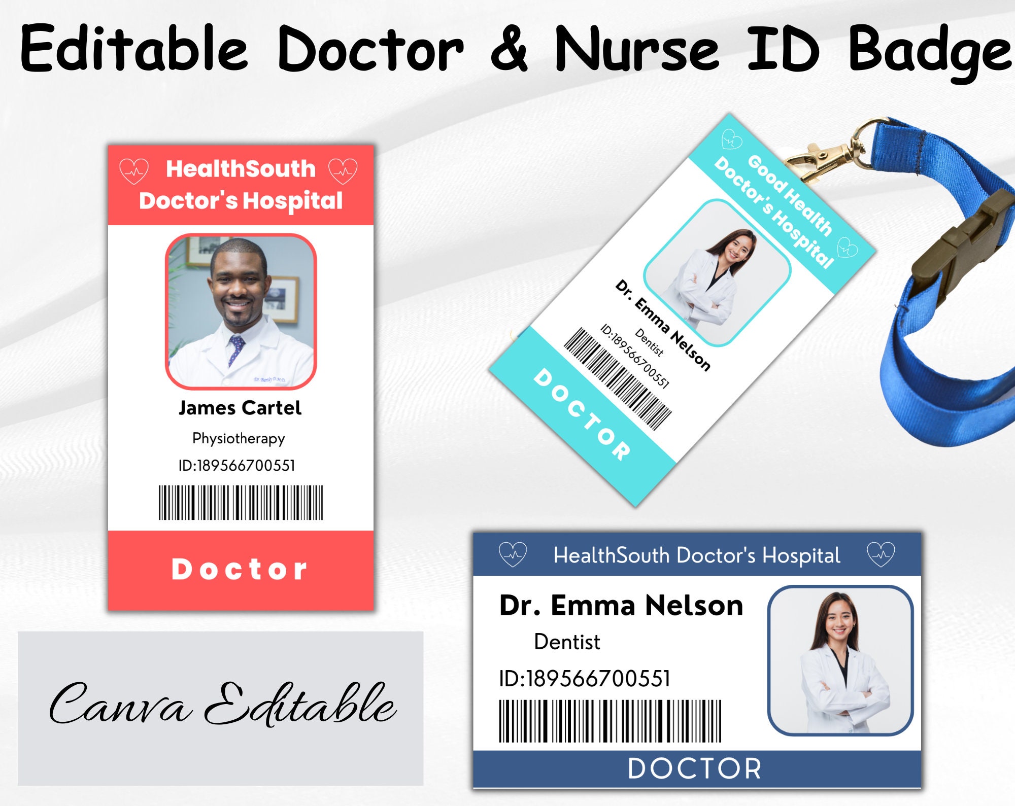 Doctor ID Badge Editable Hospital Staff ID Doctor Badge Id Instant Doctor ID Badge Editable Hospital Staff ID Doctor Badge Id Instant