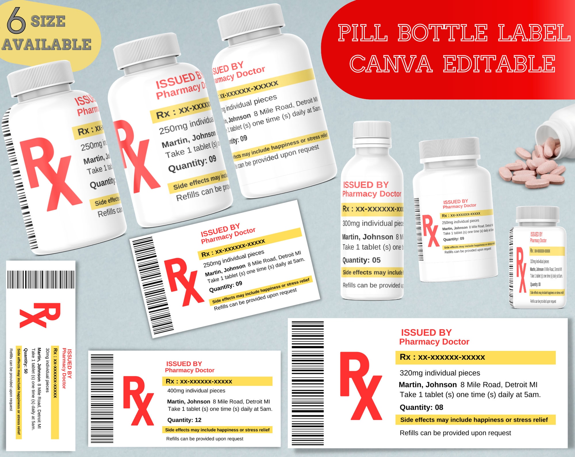 RX Bottle Label Bundle Pill Bottle Label Nurse Party Etsy