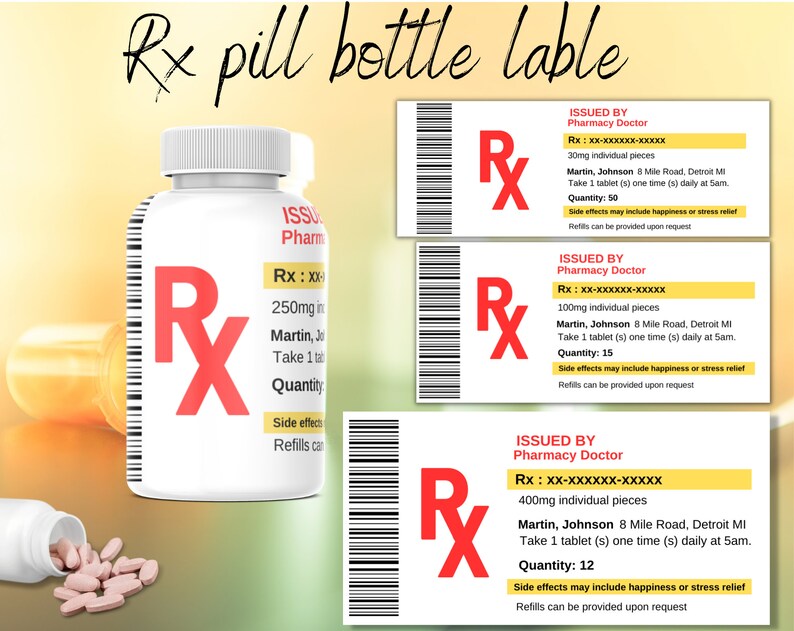 Pill Bottle Label RX Bottle Label Nurse Party Favors Etsy