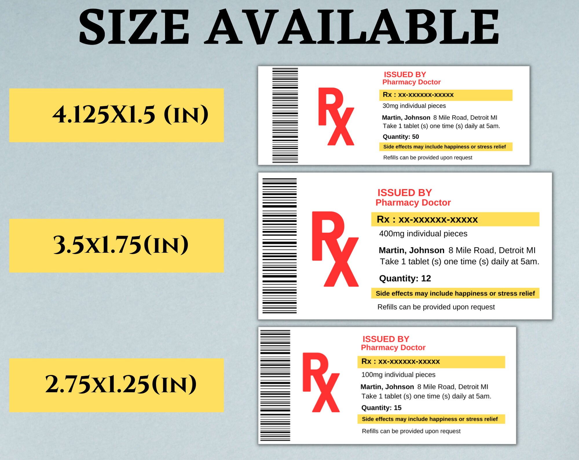 Pill Bottle Label RX Bottle Label Nurse Party Favors Pill Label