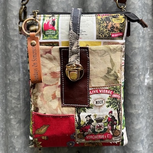 Patchwork Crossbody Bag: Recycled Fabric and Leather Clutch