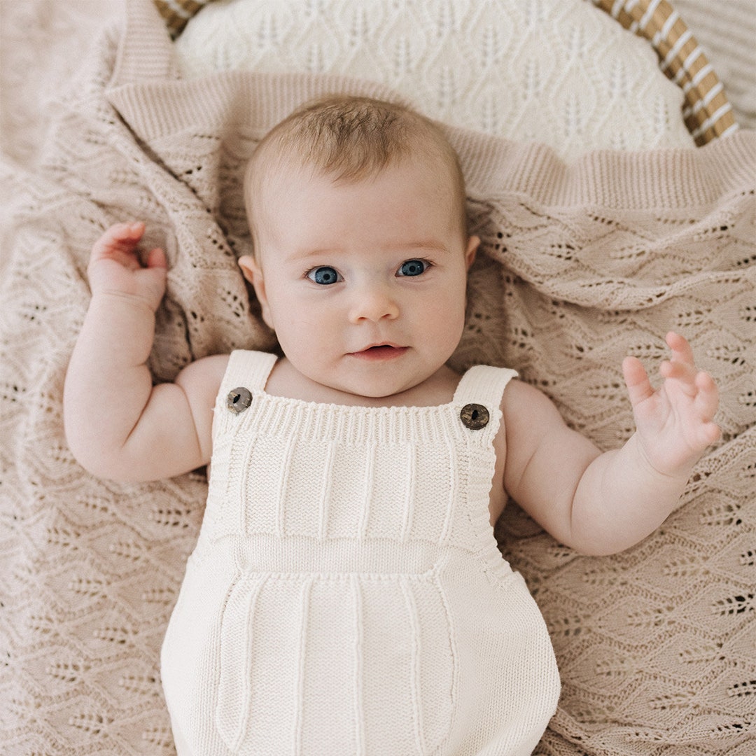 Baby Knit Romper Short Sleeve Babies First Outfit Photography Etsy