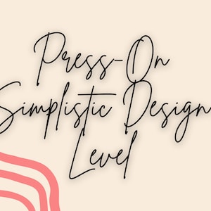May include: Press-on nails with a simplistic design, shown on a light beige background with a pink abstract design.