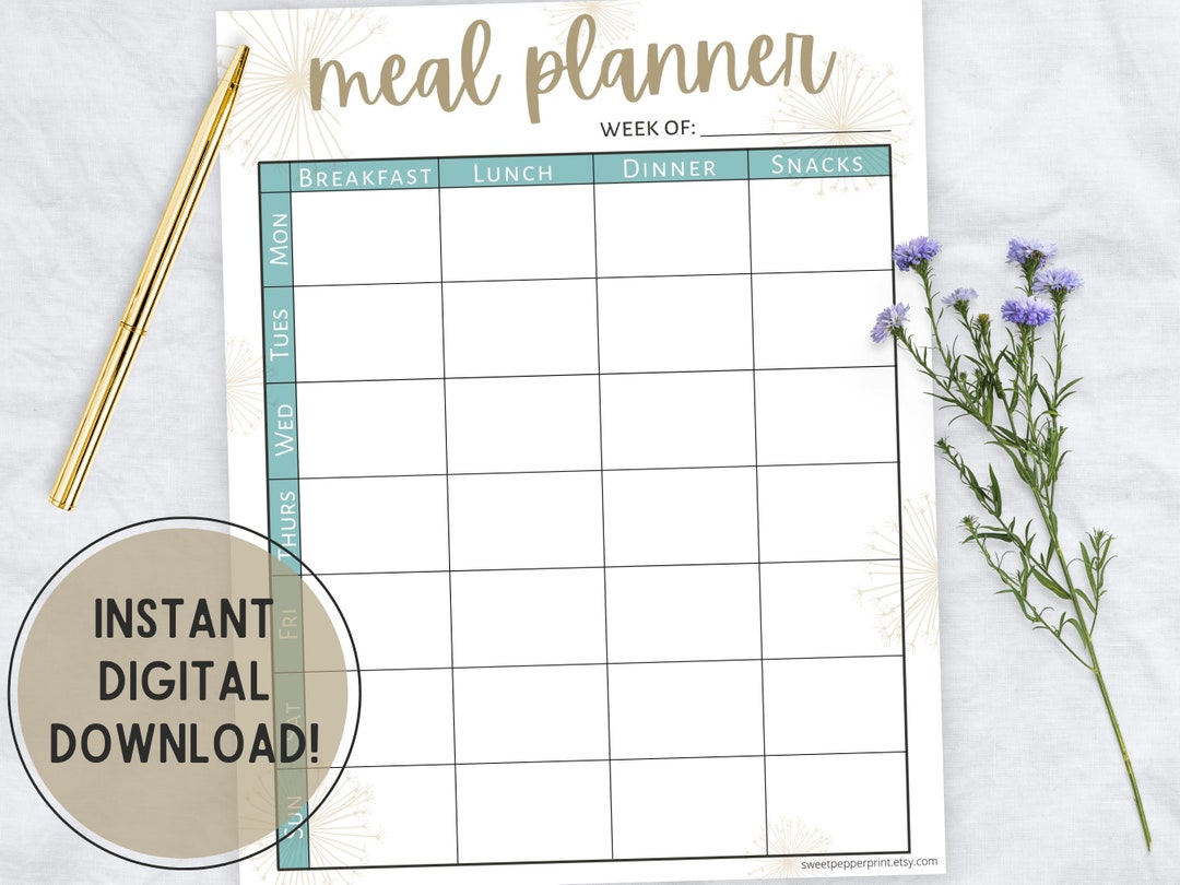 Meal Planner Printable | Downloadable Weekly Meal Planner | Recipe ...