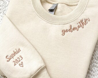Godmother sweatshirt, Godmom Sweatshirt, Godmother Gift, Christening Gift, Personalized Godmother Crewneck Sweatshirt, Custom with Kids Name