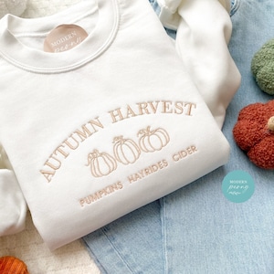 Autumn Harvest sweatshirt, Embroidered sweatshirt, Pumpkin Crewneck Sweatshirt Pumpkin Patch, Pumpkin Sweater hayrides cider Thanksgiving
