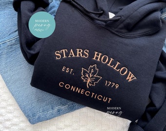 Embroidered Stars Hollow Crewneck, Rory Sweater, Fall Leaves Hoodie, Books Sweatshirt, Autumn Shirt Thanksgiving