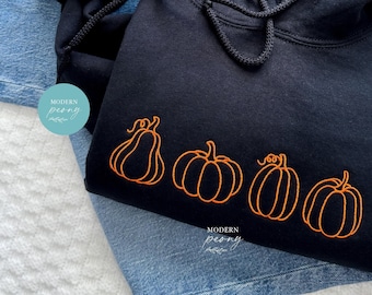 Fall Hoodie Embroidered, Pumpkin Hoodie Sweatshirt Pumpkin Patch Shirt, Pumpkin Sweater, Autumn Shirt Thanksgiving Sweatshirt