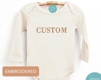 Custom Embroidered Long sleeve Baby Onesies®, Custom Onesies® Custom Embroidered Onesie, Customized bodysuit,