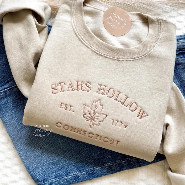 FALL sweatshirt, Embroidered Stars Hollow Crewneck, Rory Lorelai Sweatshirt, Coffee Sweatshirt, Books Sweatshirt, Autumn Shirt Thanksgiving