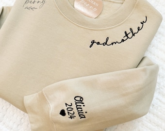 Godmother sweatshirt, godmother proposal gift, Christmas Gift, Godmom Sweatshirt, Godmother Gift, Christening Gift, Godmother with Kids Name