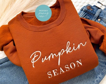 Fall Sweatshirt Embroidered, Pumpkin Season Pumpkin Crewneck Sweatshirt Pumpkin Shirt, Pumpkin Sweater, Autumn Shirt Thanksgiving Sweatshirt