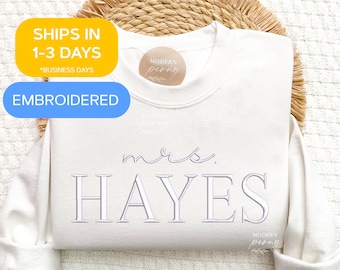 Custom Mrs Sweatshirt, Embroidered Personalized bride sweatshirt, future mrs sweatshirt, bridal shower gift, custom mrs sweatshirt,