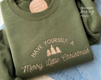 Merry Christmas Tree Embroidered sweatshirt, Holiday Sweater, Christmas tree shirt, Christmas Party Sweater Winter Shirt,