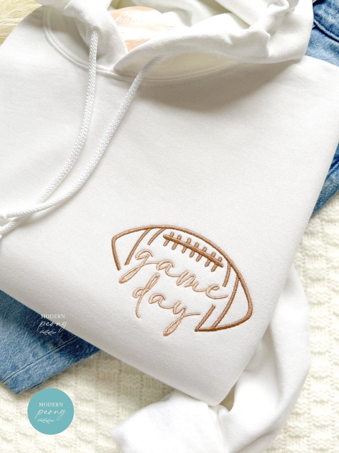 Football Game Day Print Waffle Hoodie