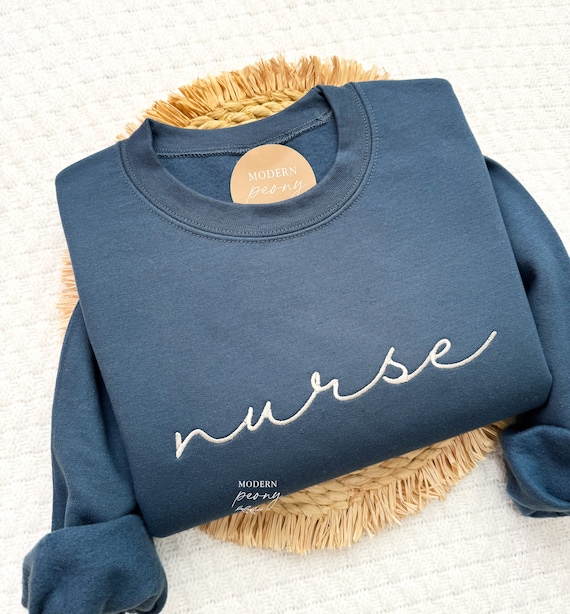 Nurse Sweatshirt, Embroidered Nurse Crewneck, Nurse Grad Gift, Custom Nurse Gift, Nurse Pullover Sweatshirt,
