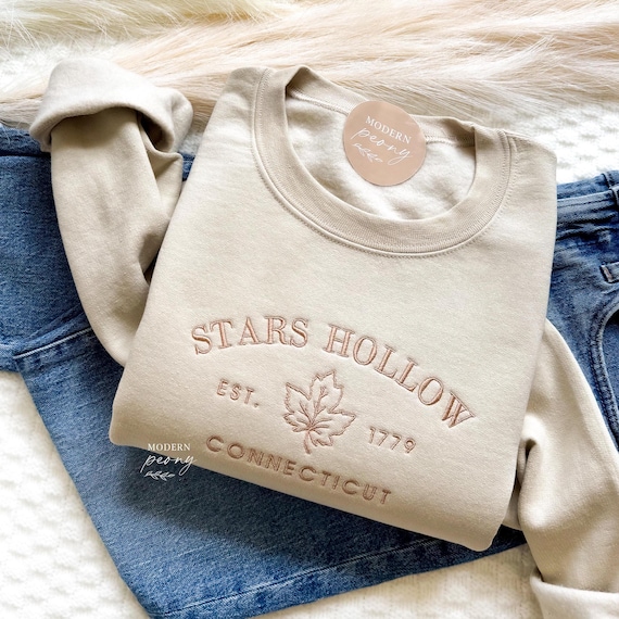 FALL sweatshirt, Embroidered Stars Hollow Crewneck, Rory Lorelai Sweatshirt, Coffee Sweatshirt, Books Sweatshirt, Autumn Shirt Thanksgiving