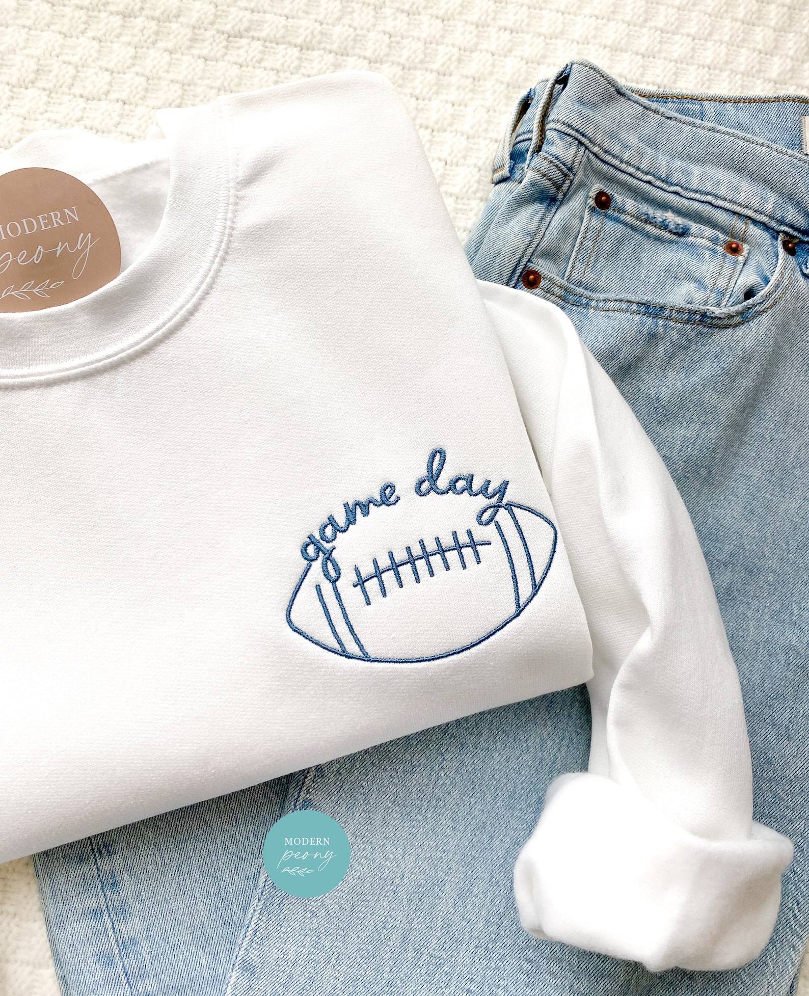 GAME DAY Football Round Neck Long Sleeve Top and Shorts Set