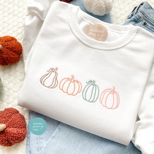 PUMPKINS sweatshirt, Embroidered sweatshirt, Pumpkin Crewneck Thanksgiving Sweatshirt, Pumpkin Sweater Autumn Shirt Thanksgiving pullover
