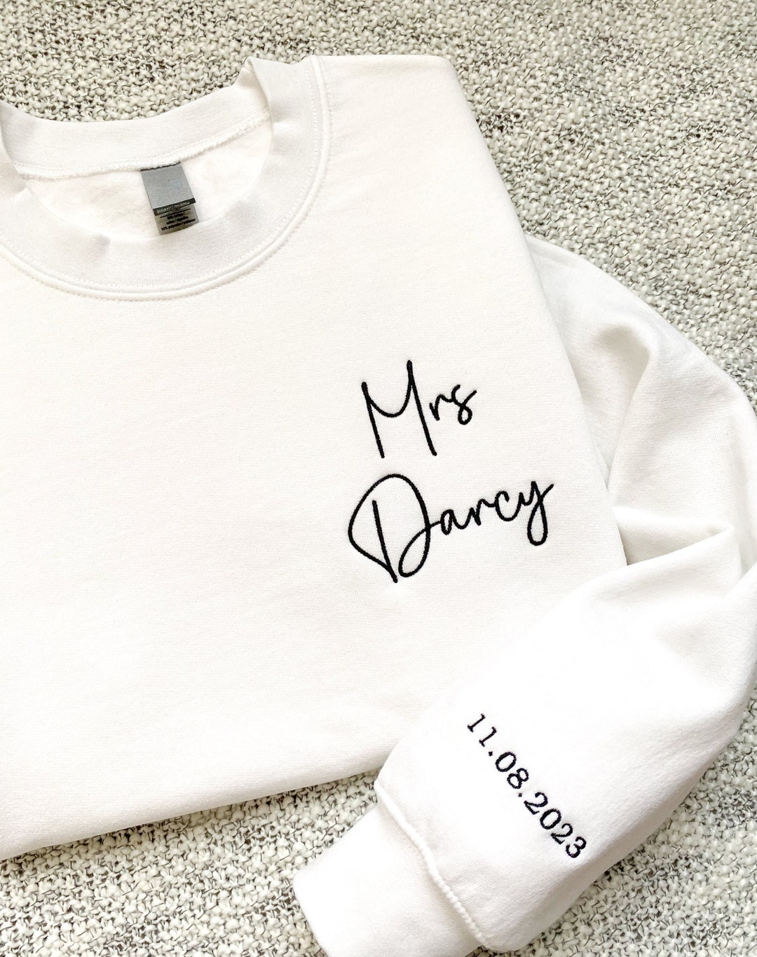 Custom Mrs Sweatshirt Embroidered Sweatshirt, Mrs Last Name Crewneck ...