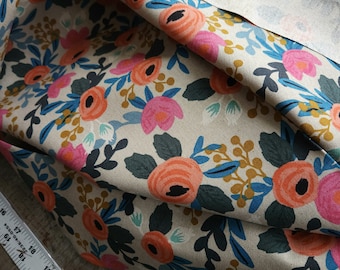 Cotton Linen Canvas / Rosa Floral