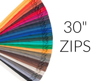30" Handbag Zippers / Double Slide / Various