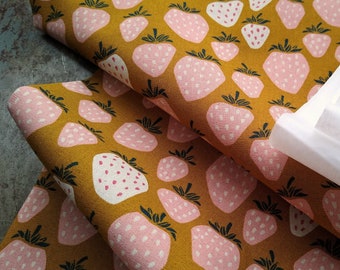 Cotton Linen Canvas / Strawberry Patch / Ochre