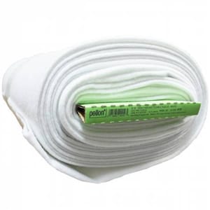 May include: A roll of white Pellon 80/20 Heavyweight Fusible Fleece batting for quilting. The label reads "Pellon 80/20 Heavyweight Fusible Fleece Batting 100% Polyester Made in the USA."
