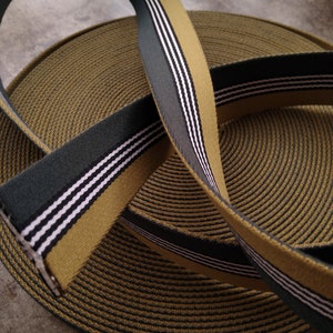 Dashing Gold Green 35mm Webbing - PER QUARTER METRE Dashing Gold Green 35mm Webbing - PER QUARTER METRE