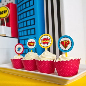 Super Hero Birthday Party Cupcake Toppers | Easy DIY Party Cupcakes | Birthday Decor Kit | Boy Party Ideas