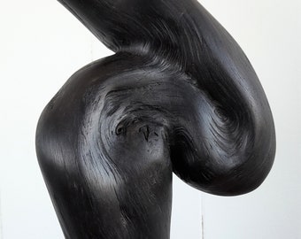 Black Wood art sculpture, Natural Australian sculpture, wood art ornament, Decorative black Art Deco sculpture, minimalist wood art