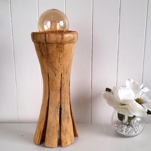 Rustic Wooden Table Lamp, Handmade Natural Wood Lamp, Unique Sculptural Lighting, Modern Boho Lamp, Ambient Mood Light, Home Decor Gift