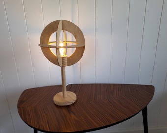 Nordic bedside table lamp,  Modern wood table lamp,  Wooden Scandinavian desk or sideboard lamp