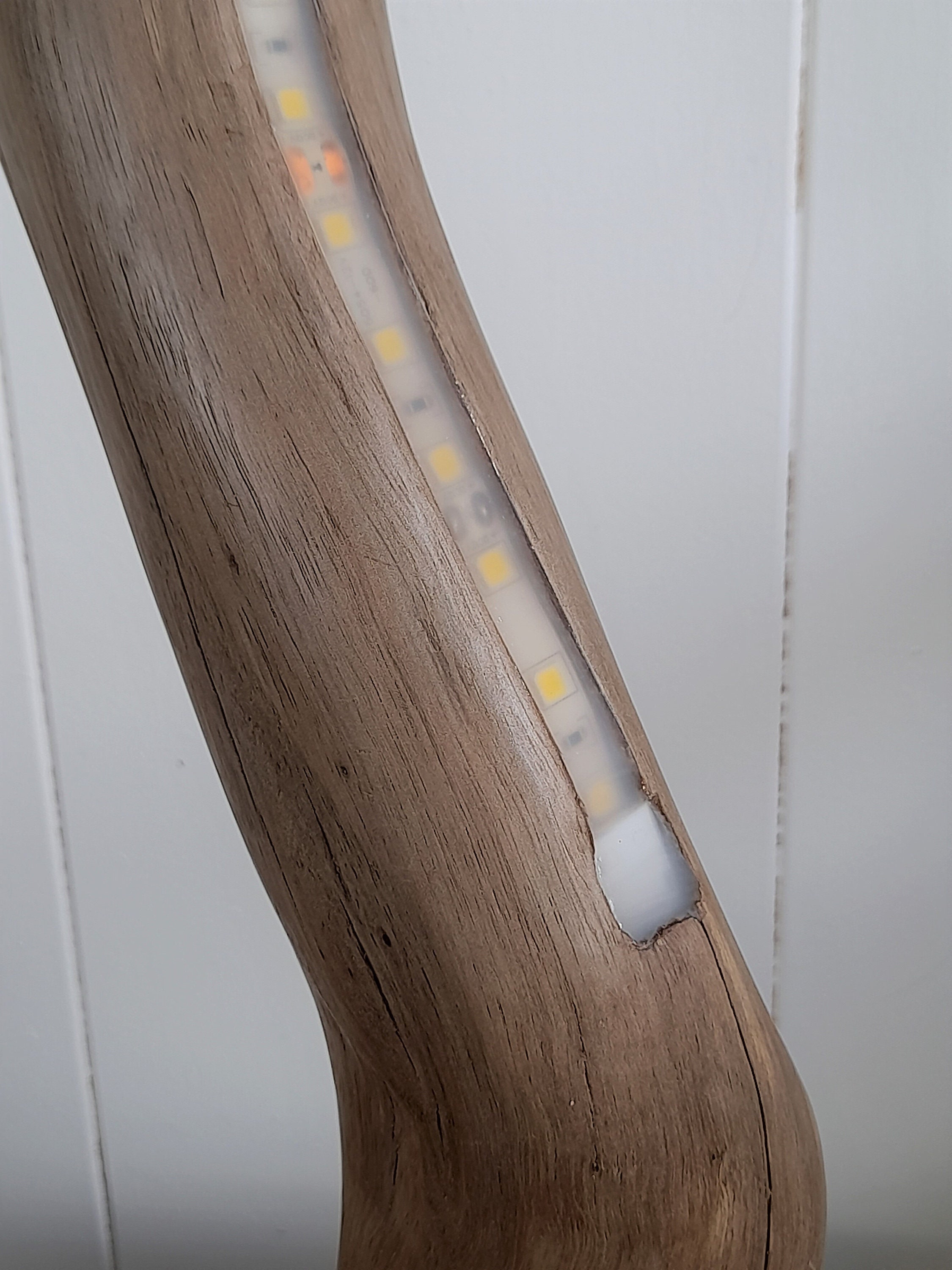 Rustic Strip Light Driftwood Lamp With LED Strip Light on a Black Base, Amazing Australian ...