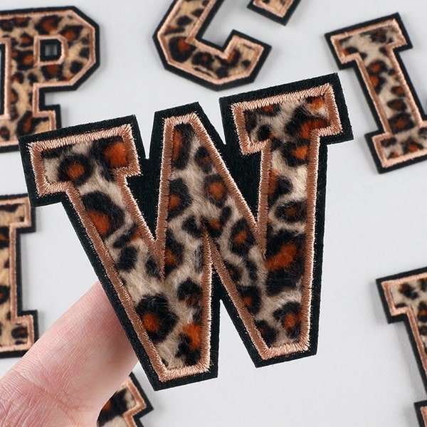 Leopard Letter Iron On Sew Patch Cheetah Dotted Pattern Chenille Fuzzy Fluffy Alphabet Capital Embroidered Name Badge for Jersey Jacket