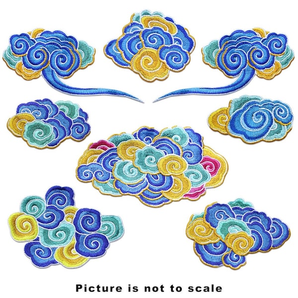 Abstract Cloud Sew On Patch Chinese Cloud Curly Cloud Swirly Cloud Embroidered Applique Motif Clothing Jacket Denim Backpack Decoration