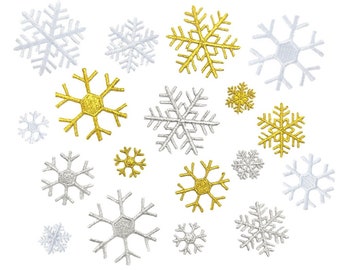 3 st snöflinga stryk-på lapp broderad vitguld silver snöflinga applikation jul vintersäsong sy-på lapp jul t-shirt ryggsäck jacka