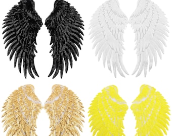 Large Sequin Angel Wing Iron On Patch 35cm 13.75" Glitter Sparkling Colorful Sew On Patch DIY Applique Motif for Clothing Jacket Decoration