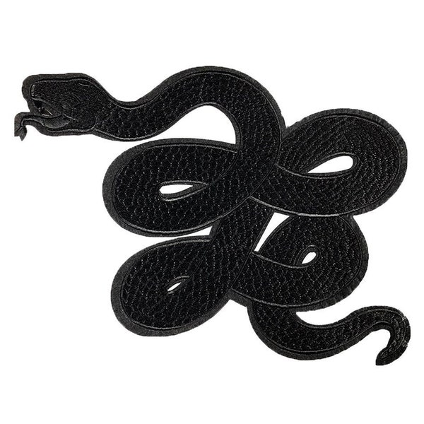Parche trasero de serpiente Mamba negra para coser o planchar, aplique grande, bordado, regalo, punk, metal, grunge, estético, reptil, gótico, bricolaje, decoración, cobra