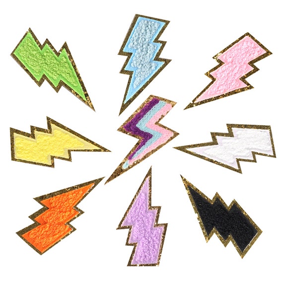 Chenille Flash Lightning Bolt Iron on Patch Sew Patch Colorful