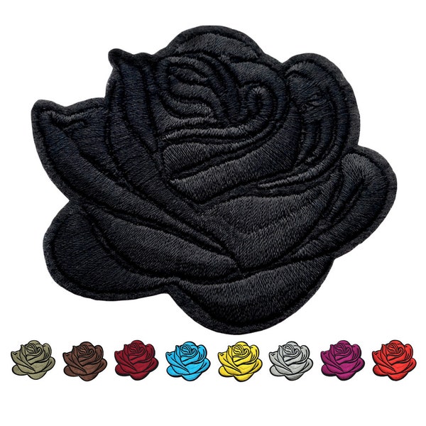 Black Rose Iron On Patch Sew Flower Floral Goth Multicolored Embroidered DIY Applique Motif Girl Women Clothing Jacket Backpack Decoration